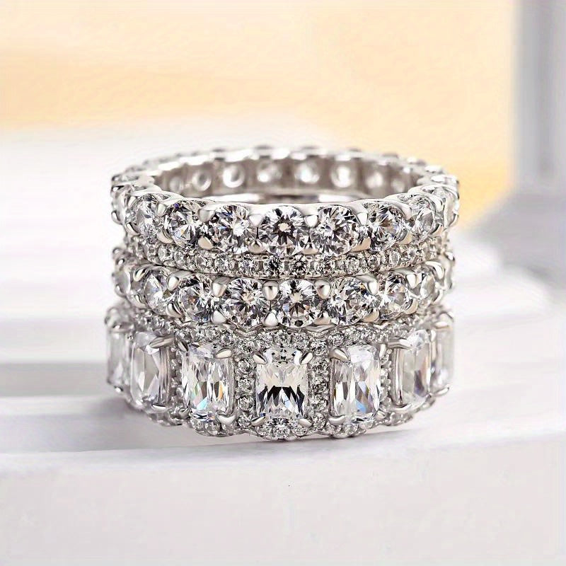 Classic Bridal Style 4-Piece Stackable Zirconia Ring Set