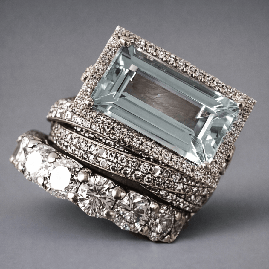 Vintage Silver Turquoise Glass Stackable Ring Set