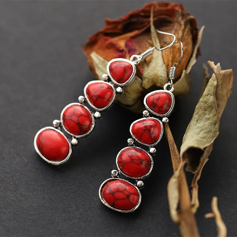 Vintage Turquoise Statement Drop Earrings