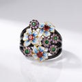 Colorful Enamel Flower Garden Ring