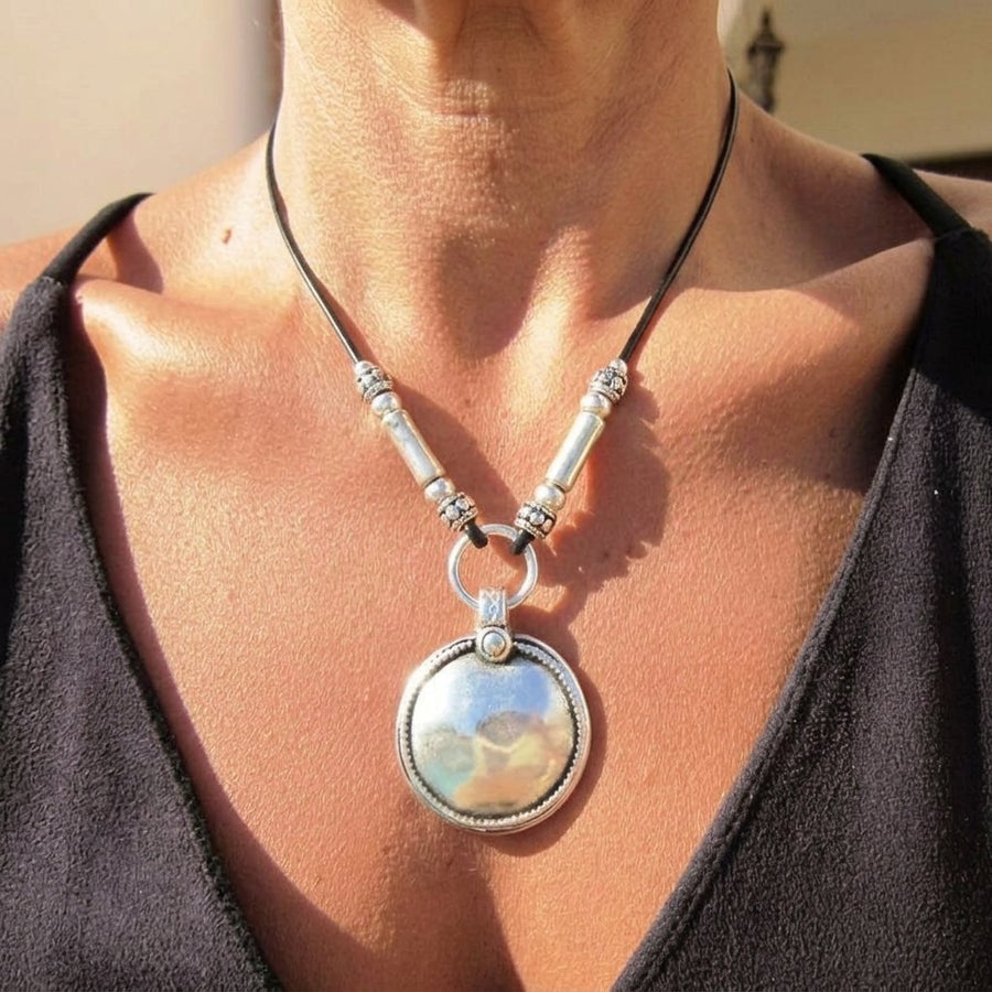 Silver Tribal Medallion Necklace