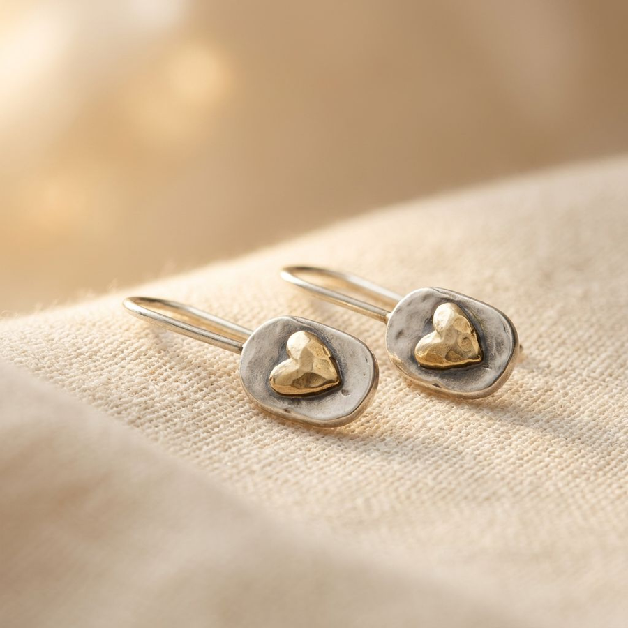 Vintage Silver Golden Heart Earrings