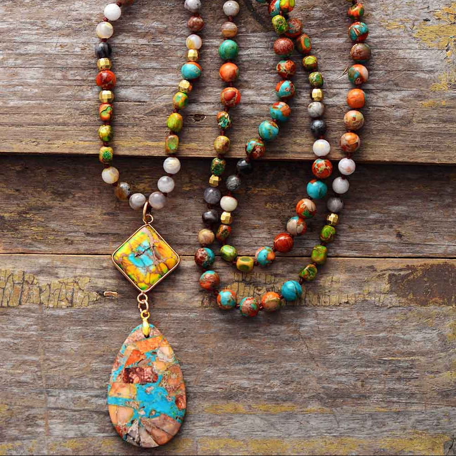 Multicolor Jasper Pendant Spiritual Necklace