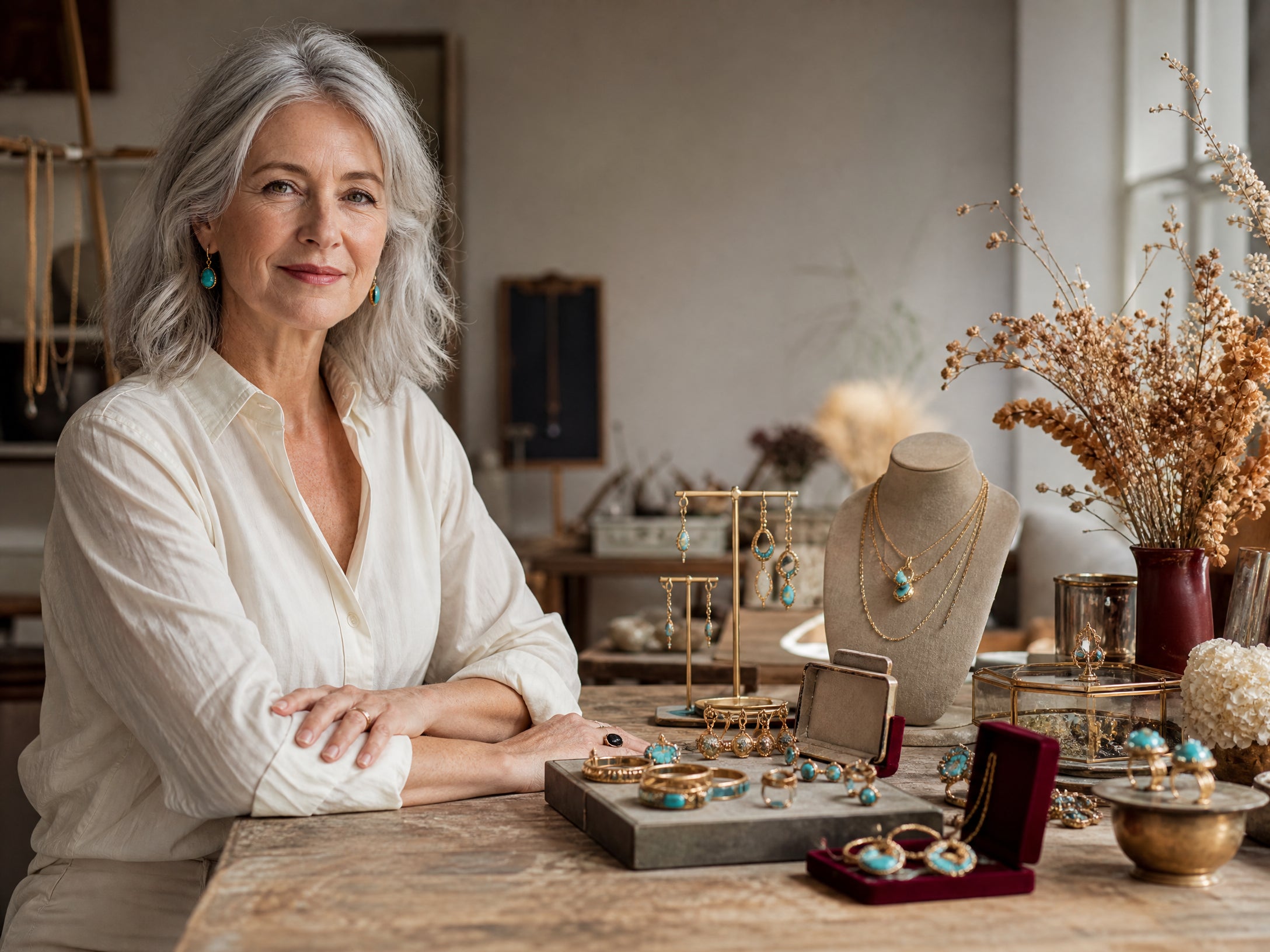 Rose Taylor jewelry artisan in her studio